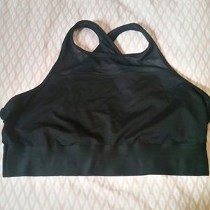 Aerie high neck mesh sports bra black